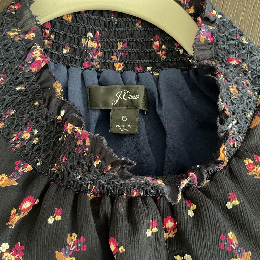 J. Crew Black Sleeveless Floral Ruffled Neck Blouse - Picture 5 of 5